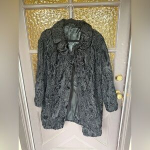 Vintage astrakhan fur coat Persian lamb karakul fur black coat frankfurt